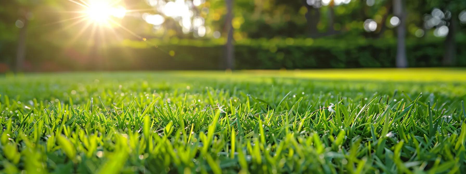 a lush, vibrant organic lawn, thriving with diverse grasses and wildflowers under the warm glow of the golden hour, contrasts sharply with a neatly trimmed, uniform traditional lawn, highlighting the beauty and benefits of organic care.